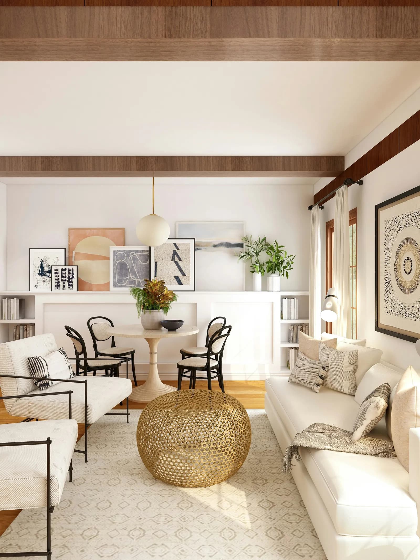 Curated art collection displayed in a contemporary living space